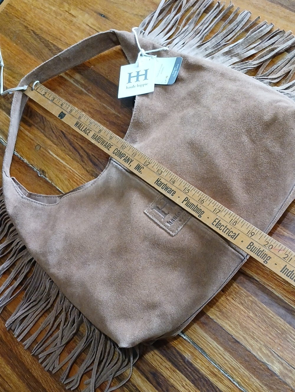 Haute Hippie Style Suede Fringed Shoulder Bag Purse - Picture 8 of 8